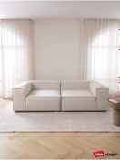 Resim Mobilya Depom Mode Soft Ikili Kanepe Koltuk 2 Modül Kırık Beyaz Keten Kumaş Işbir Sünger(dairenize Teslim) 