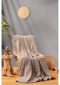 Resim Cotton Box Emboss Çift Kişilik Battaniye 220 240 Bej Bej 