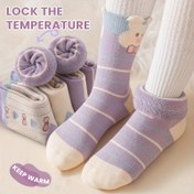 Resim 5 Paket Sevimli Çizgi Film Tavşan ' Buzağı Çorapları - Rahat, Nefes Alabilir Polar Astarlı Kalın Kış Çorapları - Isı Tutma Özellikli - Yumuşak Örme Kumaş, Polyester %95, Spandeks %5 - Elde Yıkanabilir - 12 Yaş ve Altı İçin Örme Sıcak Çoraplar 