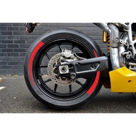 Resim KRMNSTYLE yeni özel motosiklet Lastik Yanağı Kırmızı Sağ-Sol/Ön-Arka 
