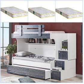 Resim Setaymobilya Ranza, Aslı Mdf Mebran Lacivert Yavrulu Ranza + 3 Comfort Yatak 