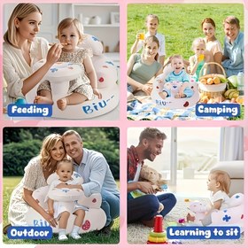 Resim Sevimli Ayı Tasarımlı Şişme Çocuk Sandalyesi PANLYNNER - Bej, Temizlemesi Kolay, Ahşabsız Malzeme, Öğrenmek, Yemek Yemek, Oynamak ve Büyümek İçin Mükemmel - Tatil, Plaj ve Banyo Kullanımı için İdeal Hediye, PANLYNNER 