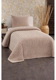 Resim Granada Peluş Tek Kişilik Yatak Örtüsü Bej Bej 