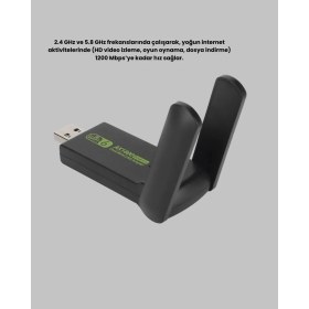 Resim Poebgo Family's Dual Band USB Wifi Adaptör – 1200 Mbps Hız 