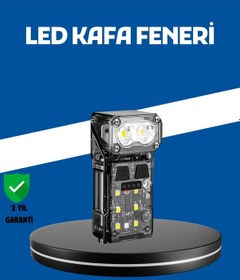 Resim Şarjlı Led Kafa Lambası Manyetik Klipsli El Sensörlü Çok Fonksiyonlu Siyah 