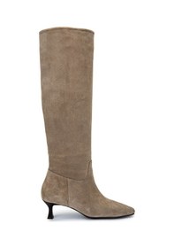 Resim Tamer Tanca Kadın Hakiki Deri Bej Süet Topuklu Çizme 1078 022 Bn Czm Sk24-25 Bej Suet Bej Süet 