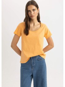 Resim DeFacto Regular Fit Yuvarlak Yaka Basic Düz Kısa Kollu Tişört K1508AZ24SMOG81 