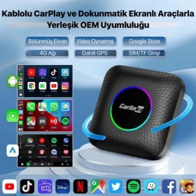 Resim Carlinkit Tbox Max Ambient 13.0 8GB/128GB Kablosuz Carplay Youtube/netflix/tiktok/google Play Destekli 
