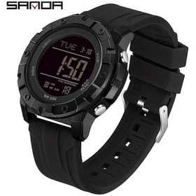 Resim Primepickings Sanda Erkek Spor Saati Siyah Tarih Kronometre Alarm Gece Işığı Silikon Kordon Hediye Diğer 