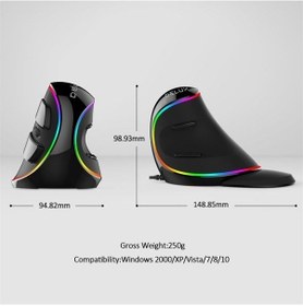 Resim Prestigegoods Delux M618 Plus Ergonomik Dikey Kablolu 4000 Dpı Rgb Optik Mouse, 6 Tuş, Pc/Macbook Uyumlu Uygun M618 