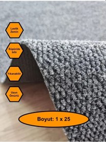 Resim Gri Mısır Patlağı Desenli Sentetik Halı, Kaydırmaz Tabanlı Zemin Kaplama Ürünü, 1x25 Metre 