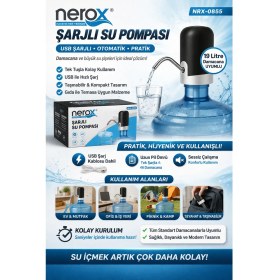 Resim Renas Store Nerox Şarjlı Su Pompası NRX-0855 USB Şarjlı Damacana Su Pompası Otomatik Su Sebili Aparatı 