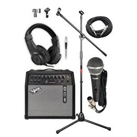 Resim Midex MGA-50-PAK Elektro Gitar Amfisi 50 W USB Bluetooth Şarjlı 4 Girişli (Mikrofon Kulaklık Stand Kablo) 