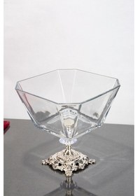 Resim Argkristal Krn Gümüş Salata Kasesi Metal Ayaklı 19x19x19 Gümüş 