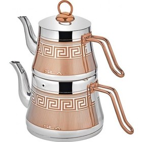 Resim Sıla B-580 Artuklu Bakır Çaydanlık Takımı No: 2 Bakır 