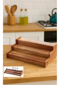 Resim Akasya 3 Katlı Stand Mutfak Raf Baharatlık Standı Açılır Kapanır Stand-mutfak Düzenleyici Raf - 