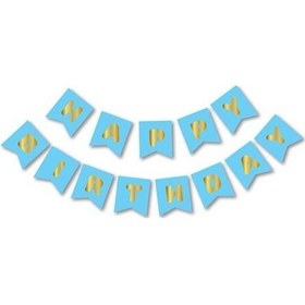 Resim Mavi Gold Happy Yaldızlı Banner 