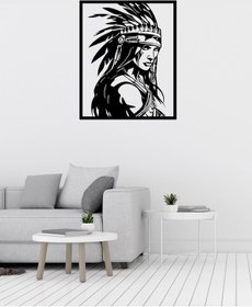 Resim Kızılderili Kadın Figürlü Dekoratif Metal Tablo 