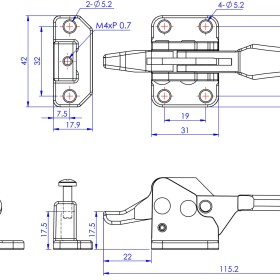 Resim Good Hand GH-40550 Mandallı Geçiş Kelepçesi | 142 kg Kapasiteli Yatay Kelepçe - Sabitleme ve Montaj 