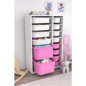 Resim Pratico Çok Amaçlı Oyuncak Dolabı Pembe Beyaz 2D4K8U 