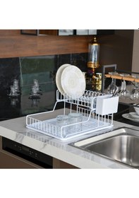 Resim Ömür Boyu Paslanmaz İki Katlı Tabaklık Bulaşıklık Beyaz tb2beyaz2 Beyaz 