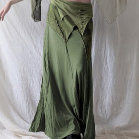 Resim Vintage Tarz Renk Blok Ayak Bilek Bölünmüş Etek - Şık Orta Uzunluk Püsküllü Etek, Polyester, İlkbahar/Yaz/Sonbahar için 