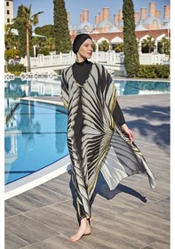 Resim Remsa Mayo Remsa Tesettür Mayo Üzerine Tasarım Tek Kaftan Pareo Rdp004 Kanatlar Siyah 