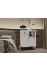 Resim nettrends.net the new trend of shopping Kalp Kulplu Modüler 2 Çekmeceli + Kapaklı ve Açık Bölmeli, Metal Ayaklı —Beyaz-PNR-KMD-1005 