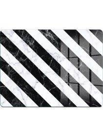Resim Decovetro Cam Kesme Tahtası ve Sunumluk Çarpraz Siyah Beyaz Mermer Desenli 30X40 cm 
