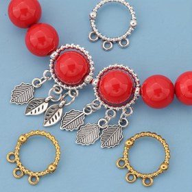 Resim 100 Adet/50 Adet 14mm Üç Delikli Vintage Yuvarlak Boşluk Boncuklar, Eski Görünümlü Düz Delikli Dekoratif Büyük Delikli Oymalı Boncuklar, Takı DIY Bileklik, Kolye, Halhal, Küpe, Telefon Zinciri, Anahtarlık ve Giysi Aksesuarları için El İşi Malzemeleri 