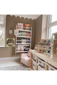 Resim Ahsel Ahşap Montessori Çocuk Odası Mobilyası Montessori Duvar Kitaplığı, Duvar Rafı, Çocuk odası kitaplık, Beyaz kitaplık 