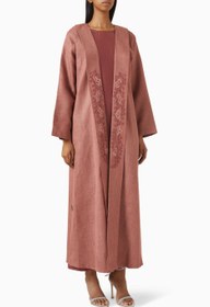 Resim Şık Nakışlı Lohusa Abaya Seti ile Polished Gecenin Zarif Tarzı - Pembe / 55 