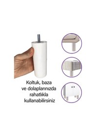 Resim 4 Adet Silindir Destek Ayağı 12 Cm Beyaz Gizli Ayak Mobilya Kanepe Baza Koltuk Dolap Sehpa Tv Ünitesi Ayağı 
