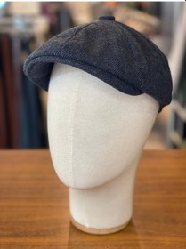 Resim Hamze Peaky Blinders Tarz İngiliz Model Balıksırtı Desen Kaşe Kumaş Kasket Şapka Lacivert 