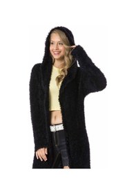 Resim Cipo & Baxx WP244 Peluş Uzun Hırka Siyah 