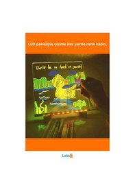 Resim Led Aydınlatmalı Tahta Yazı Ve Çizim 20x20 Cm Küçük Boy Çok Renkli 