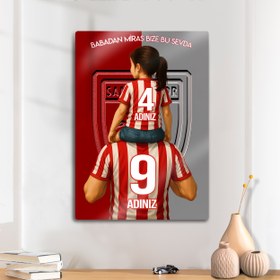 Resim Samsunspor Baba Kız Çocuk - Kişiselleştirilebilir Metal Tablo - M (20x30) / 0.50 mm / Çift Taraflı Tablo Bant 