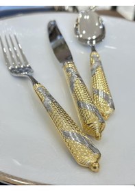 Resim Joy Carmen Embossed Gold 89 Parça Çatal Kaşık Bıçak Takımı 