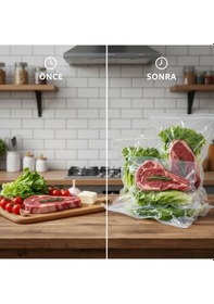 Resim Ultra Vakum Gıda Saklama Torbası Dayanıklı, Derin Dondurucu Uyumlu 20x30 Cm 100 Adet 
