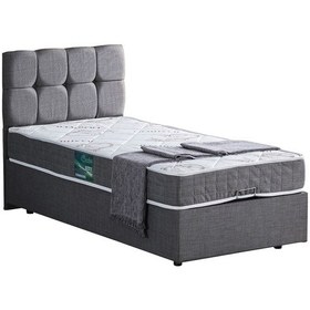 Resim Setaymobilya Baza, Berlin Tek Kişilik Baza + Başlık + Comfort Yatak Seti, Gri 