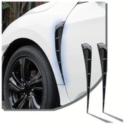 Resim Chuangyinshop Black 2 Adet Carbon Fiber Spoiler Body Trim Cover Otomobil Icın On Kanat Yan Vantilator Izgara Dayanıklı Tpu Malzeme 