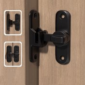 Resim 90/180 Derece Açılır Kapılar, Banyo Panjurları ve Dolap Kapıları için Sağlam Metal Açı Dikine & Kayar Mandal - Kolay Kurulumlu Güvenlik Kilidi, Şık Siyah Bitişli, Minimalist Donanım, Güvenilir Mekanizma, DIY Projeler İçin 