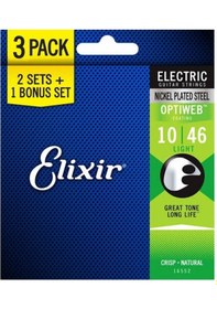 Resim Elixir 16552 Optiweb Light 3'Lü Elektro Gitar Teli 10-46 