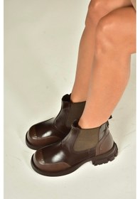 Resim Fox Shoes V312402609 Kahverengi Kalın Tabanlı Lastik Detaylı Kadın Bot Kahverengi 