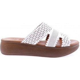 Resim Dgn 516-23y Kadin Lazer Baskili Kalin Taban Terlik 516-2109-R0198 Beyaz 