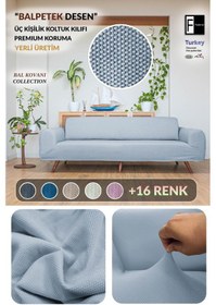 Resim Balpeteği 3 Kişilik Gri Lastikli Kanepe Örtüsü Lastikli Koltuk Örtüsü Koltuk Kılıfı Gri 