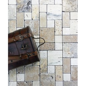 Resim Pietramosaic Roman Pattern Mıx Traverten Eskitme Mozaik 