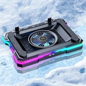 Resim Juo Yeti 2200RPM RGB Işıklı Led Display Gaming Laptop Notebook Soğutucu Stand 
