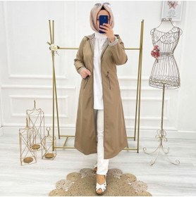 Resim Vibeys Collection Bej Içi Leopar Desenli Ve Kendinden Astarlı Su Geçirmez Kadın Trençkot 