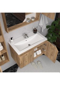 Resim Teta Home Napoli 80 Cm Mdf Banyo Dolabı Seti + Boy Dolabı Atlantik Çam Atlantik Çam 